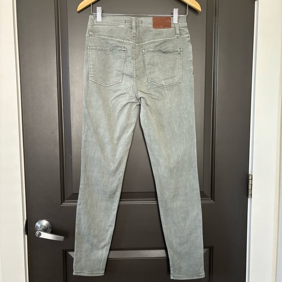 Madewell 9" High Rise Skinny Denim Ankle Button Fly Greyish Sage Green Size 27 - Picture 5 of 9